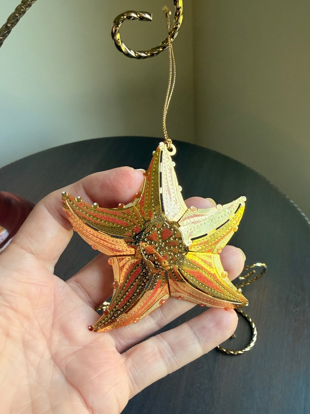 RARE Vintage Baldwin Brass 24k Gold 3D Starfish Coastal Christmas Ornament